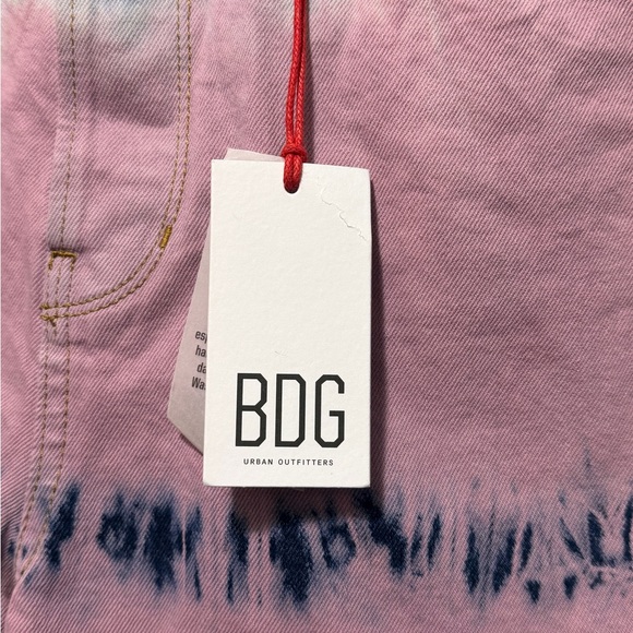 Women's BDG Pax Pink Tie-Dye High Rise Denim Shorts - Picture 4 of 8